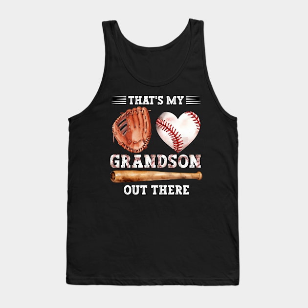 That's My Grandson Out There Baseball Funny Baseball Grandma Tank Top by Asg Design